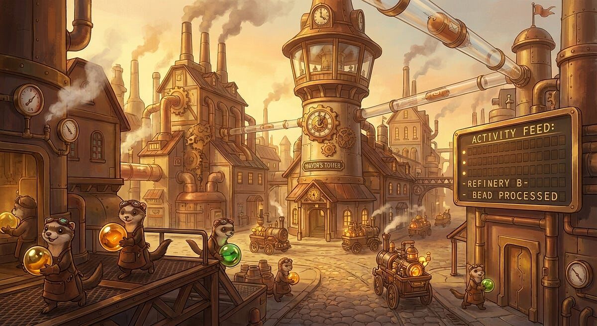 MAYOR'S TOWER

ACTIVITY FEED:
• 
• 
• REFINERY B-
  BEAD PROCESSED